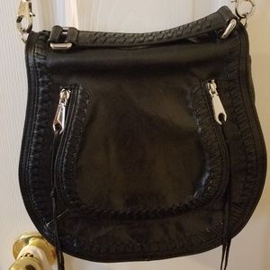 Rebecca Minkoff Black Distressed Vanity Saddle Bag